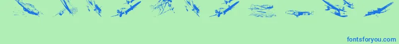 Czcionka Wariiwarplanes – niebieskie czcionki na zielonym tle