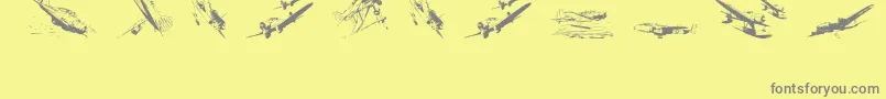 Fonte Wariiwarplanes – fontes cinzas em um fundo amarelo