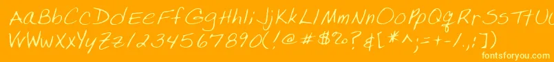 Lehn224-Schriftart – Gelbe Schriften auf orangefarbenem Hintergrund