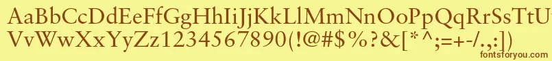 フォントSabonltstdRoman – 茶色の文字が黄色の背景にあります。