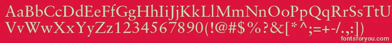 フォントSabonltstdRoman – 赤い背景に緑の文字