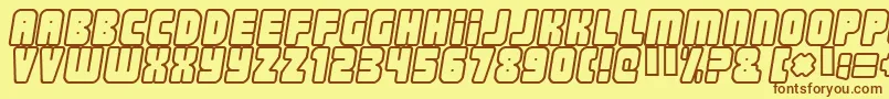 フォントNonstop Italic – 茶色の文字が黄色の背景にあります。
