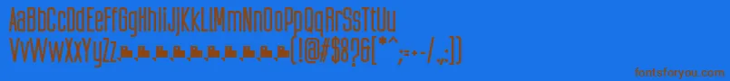 フォントUbicadaBoldFfp – 茶色の文字が青い背景にあります。