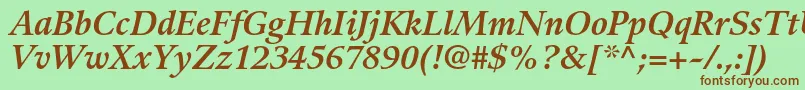GuardiltstdBolditalic-Schriftart – Braune Schriften auf grünem Hintergrund