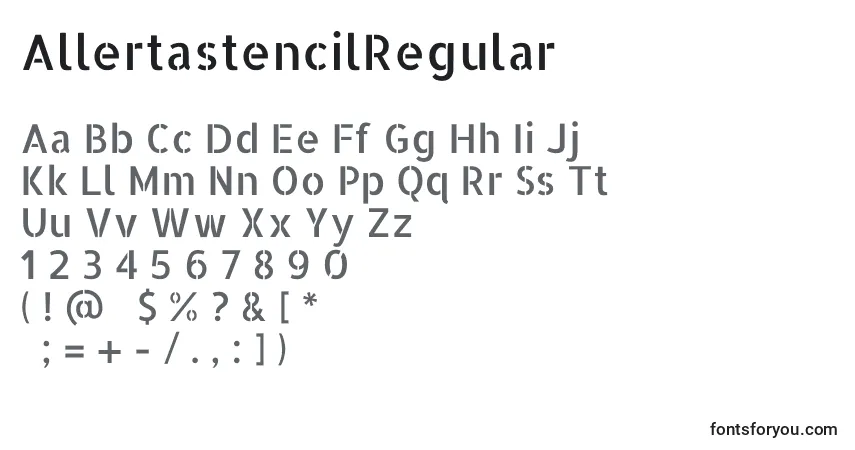 Шрифт AllertastencilRegular – алфавит, цифры, специальные символы