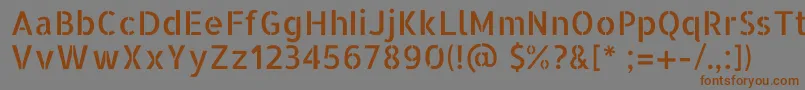 フォントAllertastencilRegular – 茶色の文字が灰色の背景にあります。