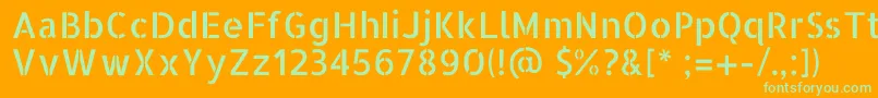 AllertastencilRegular-fontti – vihreät fontit oranssilla taustalla