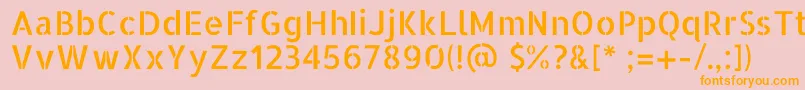 フォントAllertastencilRegular – オレンジの文字がピンクの背景にあります。