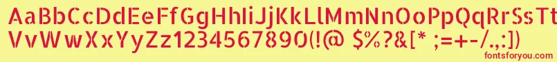 AllertastencilRegular-fontti – punaiset fontit keltaisella taustalla