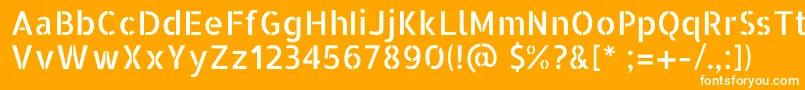 AllertastencilRegular-Schriftart – Weiße Schriften auf orangefarbenem Hintergrund