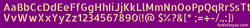 AllertastencilRegular-fontti – keltaiset fontit violetilla taustalla