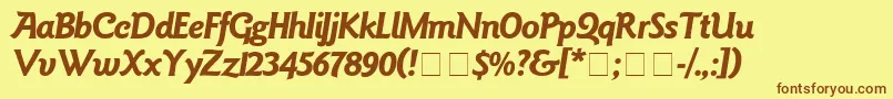 Goudy-Schriftart – Braune Schriften auf gelbem Hintergrund