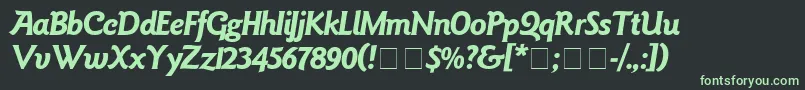 Goudy-fontti – vihreät fontit mustalla taustalla
