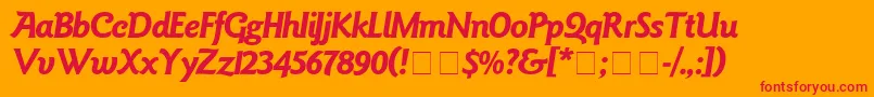 Goudy-Schriftart – Rote Schriften auf orangefarbenem Hintergrund