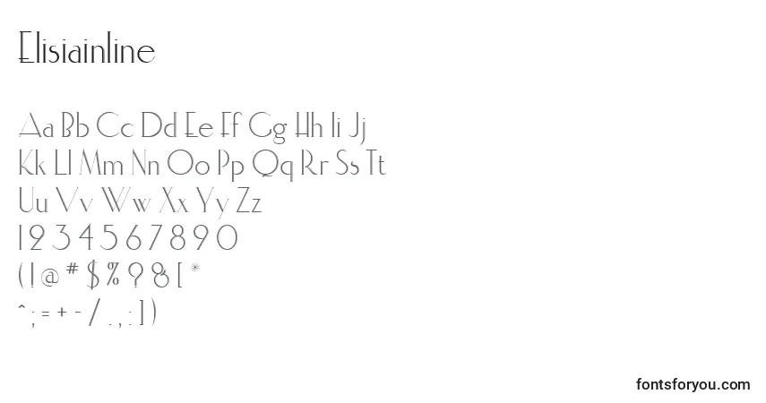 A fonte Elisiainline – alfabeto, números, caracteres especiais