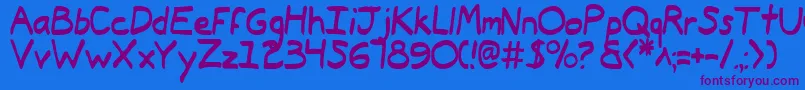 Typee2-Schriftart – Violette Schriften auf blauem Hintergrund