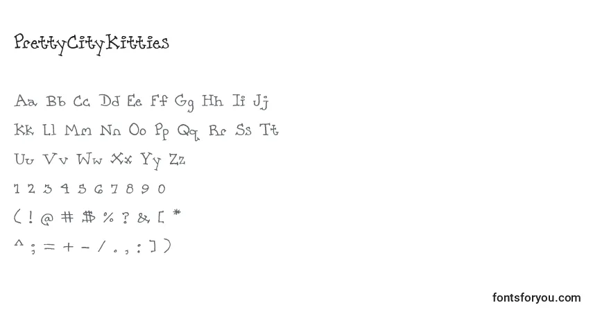 Fuente PrettyCityKitties - alfabeto, números, caracteres especiales