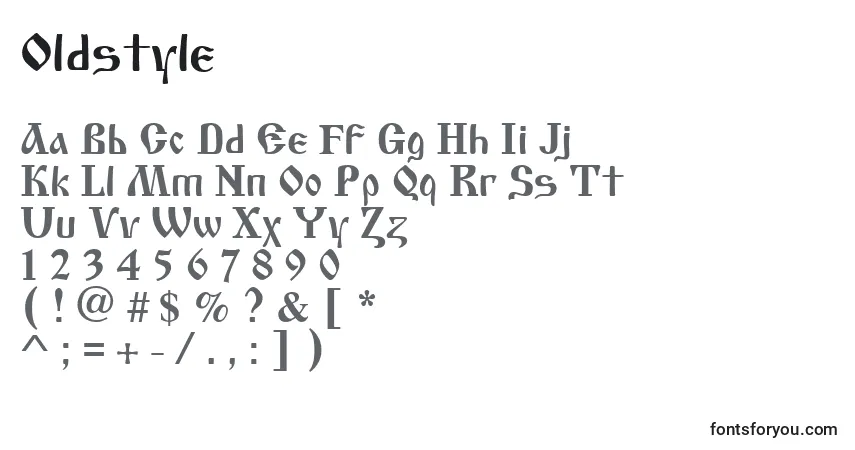 Czcionka Oldstyle – alfabet, cyfry, specjalne znaki