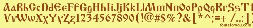 フォントOldstyle – 茶色の文字が黄色の背景にあります。