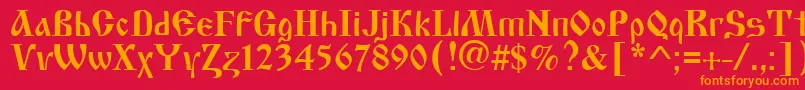 フォントOldstyle – 赤い背景にオレンジの文字