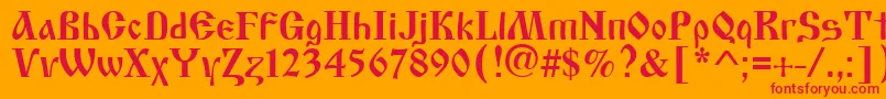 フォントOldstyle – オレンジの背景に赤い文字