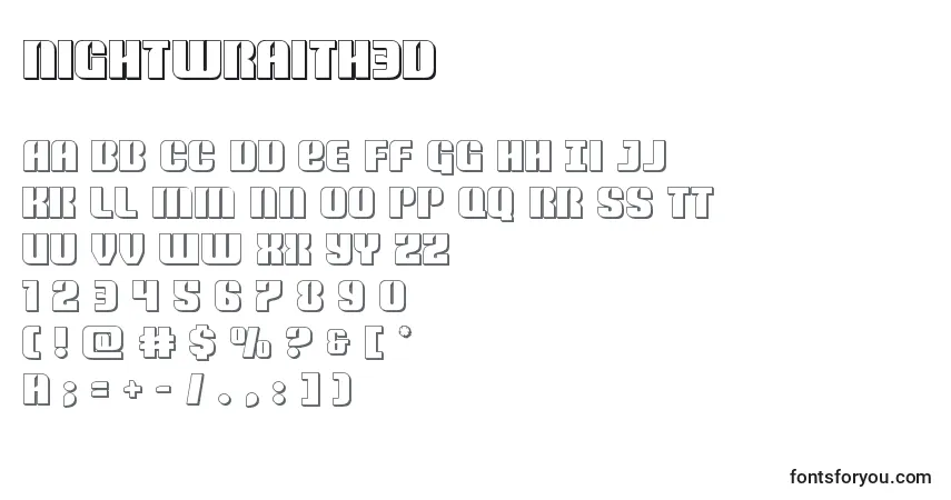 A fonte Nightwraith3D – alfabeto, números, caracteres especiais