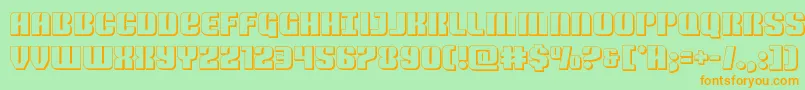 Nightwraith3D-Schriftart – Orangefarbene Schriften auf grünem Hintergrund
