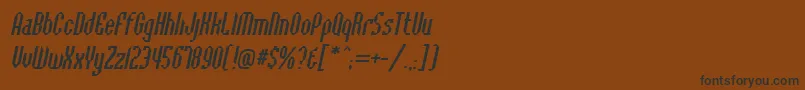 フォントBaccusbevelItalic – 黒い文字が茶色の背景にあります