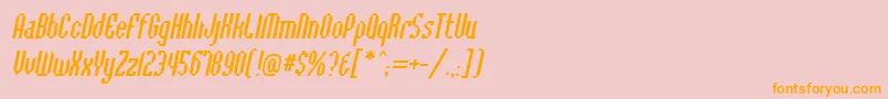 フォントBaccusbevelItalic – オレンジの文字がピンクの背景にあります。