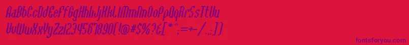 フォントBaccusbevelItalic – 赤い背景に紫のフォント