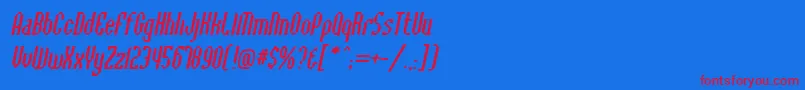 フォントBaccusbevelItalic – 赤い文字の青い背景