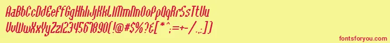 フォントBaccusbevelItalic – 赤い文字の黄色い背景