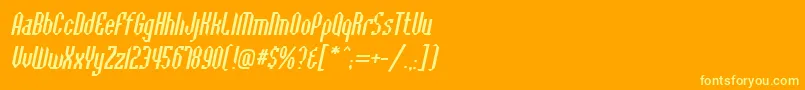 BaccusbevelItalic-fontti – keltaiset fontit oranssilla taustalla