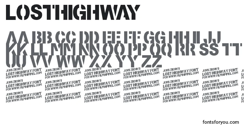 Шрифт LostHighway – алфавит, цифры, специальные символы