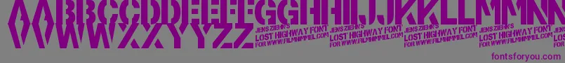 フォントLostHighway – 紫色のフォント、灰色の背景