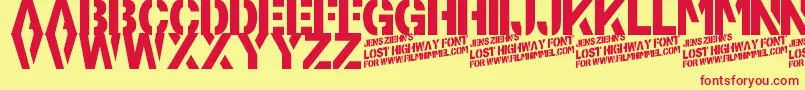 Fonte LostHighway – fontes vermelhas em um fundo amarelo