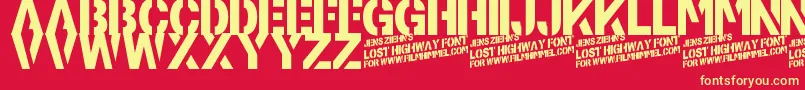 LostHighway-Schriftart – Gelbe Schriften auf rotem Hintergrund