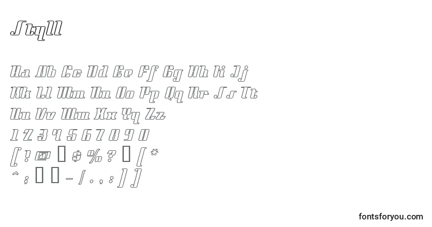 Шрифт Styll – алфавит, цифры, специальные символы