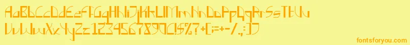 フォントBackn – オレンジの文字が黄色の背景にあります。