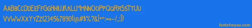 フォントAnggunSans – オレンジ色の文字が青い背景にあります。