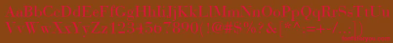 BauerBodoniRoman-Schriftart – Rote Schriften auf braunem Hintergrund