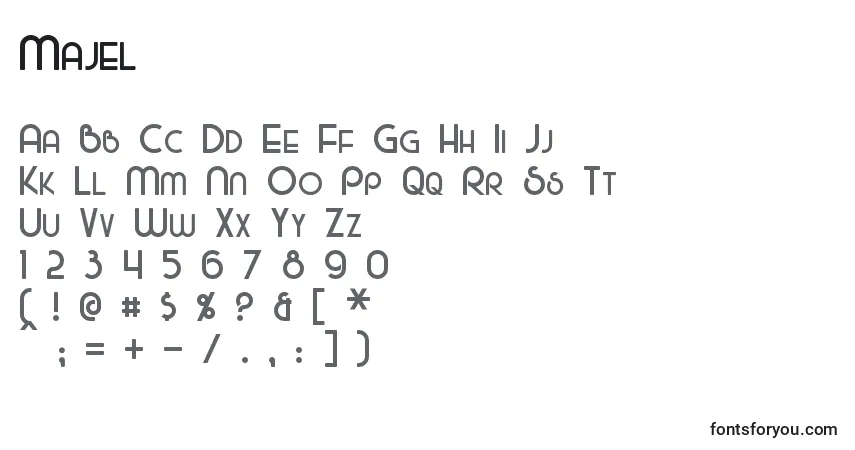 Czcionka Majel – alfabet, cyfry, specjalne znaki