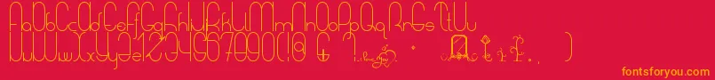 ASweetMelodyMyLady-Schriftart – Orangefarbene Schriften auf rotem Hintergrund