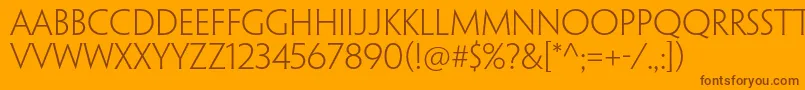 PenumbraflarestdLight Font – Brown Fonts on Orange Background