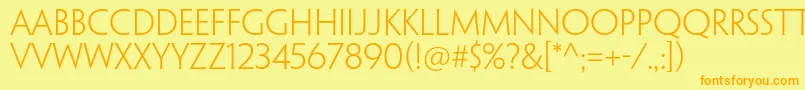 PenumbraflarestdLight Font – Orange Fonts on Yellow Background