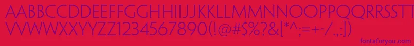 PenumbraflarestdLight Font – Purple Fonts on Red Background