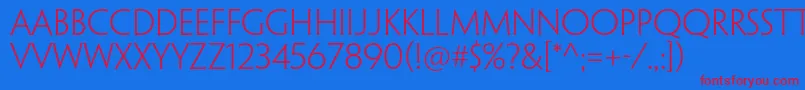 PenumbraflarestdLight Font – Red Fonts on Blue Background