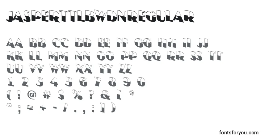 Czcionka JasperttlbwdnRegular – alfabet, cyfry, specjalne znaki