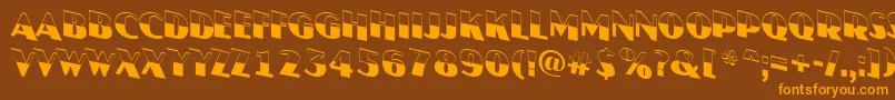 JasperttlbwdnRegularフォントについての詳細 フォントJasperttlbwdnRegular – オレンジ色の文字が茶色の背景にあります。