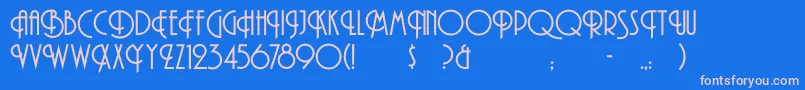 Curvi-Schriftart – Rosa Schriften auf blauem Hintergrund